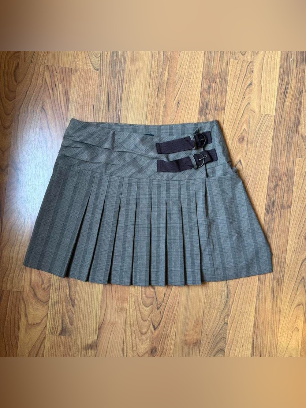 VTG Y2K Grey Plaid Pleated Skirt Made in Italy by Class